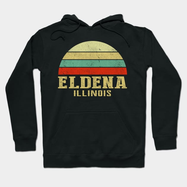 ILLINOIS - Vintage Retro Sunset ELDENA, IL Shirt Hoodie by LIPTIN